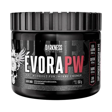 Evora Pré-Treino Limão 150g Darkness - Cafeína e Taurina para Treinos Mais Intensos e Desempenho Máximo
