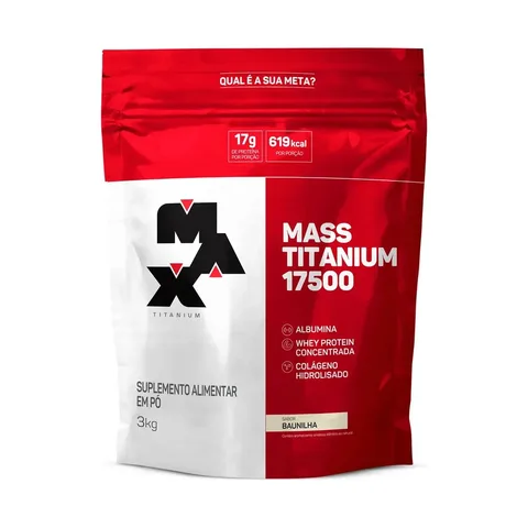 Hipercalórico Mass Titanium 17500 3kg - Max Titanium Sabor Baunilha