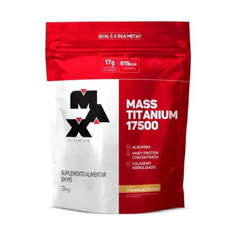 Hipercalórico Mass Titanium 17500 3kg - Max Titanium Sabor Vitamina de frutas