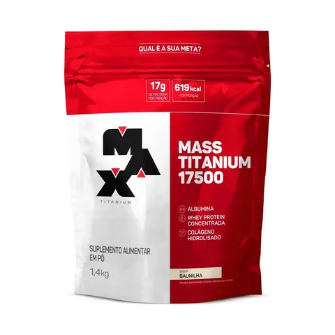 Hipercalórico 1,4kg Mass Titanium Max Titanium Sabor Baunilha Energia e Ganho Muscular