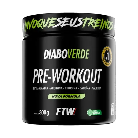 Pré Treino Pre Workout DIABO VERDE Pote 300g Sabor Limão FTW