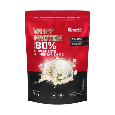 Whey Protein Concentrado 1kg Growth Supplements - Baunilha