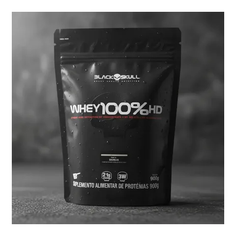 Whey 100% Hd Refil Black Skull - 900g (wpc, Wpi E Wph) Sabor Cookies & Cream