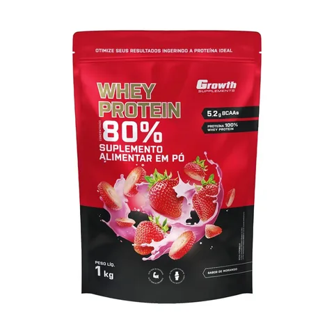 Whey Protein Concentrado 1kg Growth Supplements - Morango