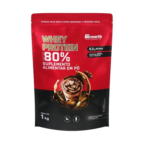 Whey Protein Concentrado 1kg Growth Supplements - Milkshake de Chocolate