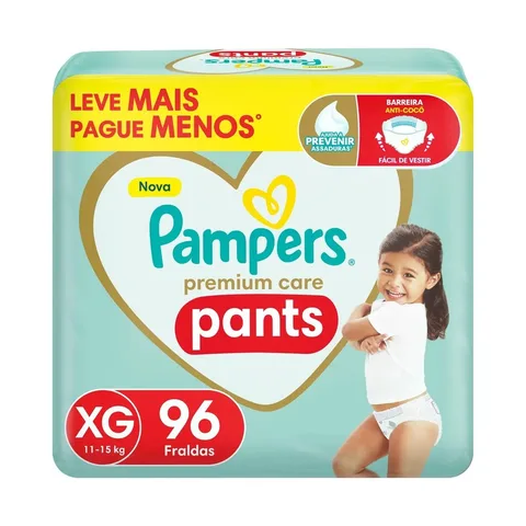 Fralda Pampers Premium Care Pants Tamanho XG 96 Unidades