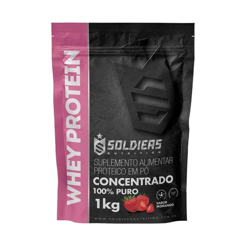Whey Protein Concentrado 1Kg Sabor Morango Soldiers Nutrition
