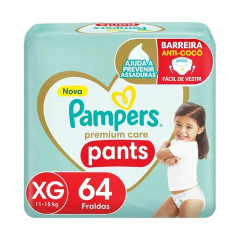 Fralda Pampers Premium Care Pants XG, 64 Unidades