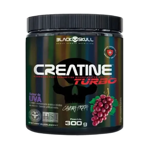 Suplemento em pó Black Skull Caveira Preta Turbo carboidratos sabor uva em pote de 300G
