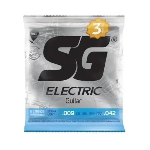 Kit 3 Encordoamentos 0.09 Para Guitarra Aço Extra Light Sg