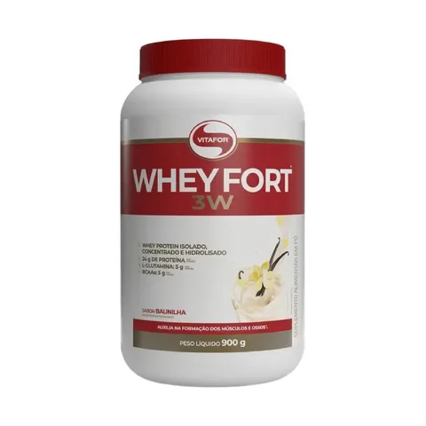 suplemento alimentar Whey Fort 3W Baunilha 900g Vitafor