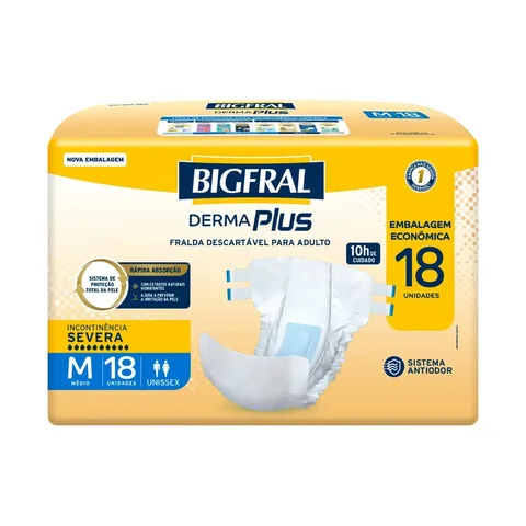 Fralda Bigfral Derma Plus 18 unidades M