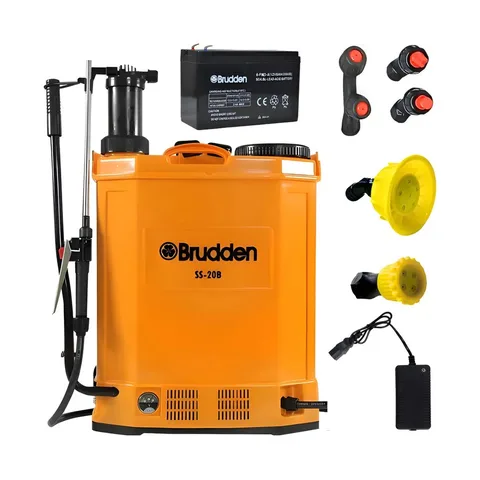 Pulverizador Elétrico Costal Brudden SS20B 20L Cor Amarelo Com Bateria Recarregável 12V