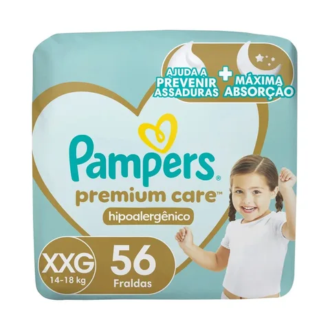 Fralda Pampers Premium Care Tamanho XXG 56 Unidades