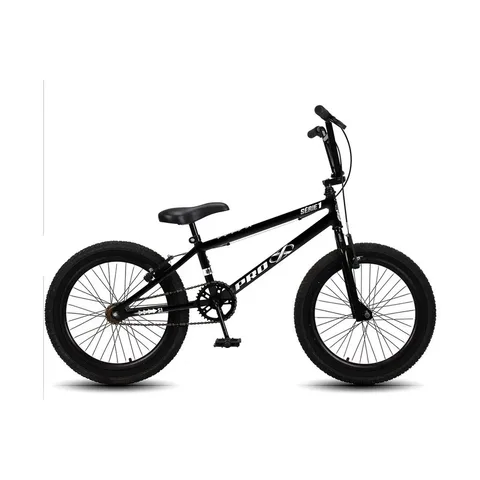Bicicleta BMX Pro-X Série 1 Aro 20 Quadro Aço Carbono Preto/Branco