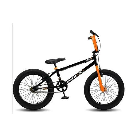 Bicicleta BMX Aro 20 Pro-X Série 1 2024 Preto/Laranja V-Brakes