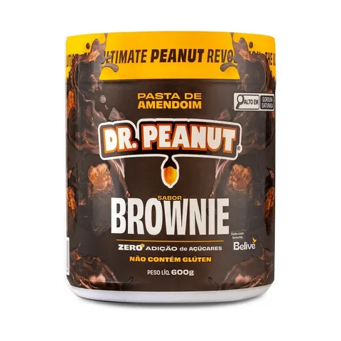 Pasta De Amendoim Com Whey Protein - 600g - Dr. Peanut Sabor Brownie