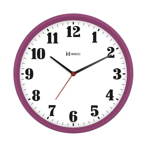 Relógio De Parede Herweg Redondo Para Cozinha Sala 6126-331 Cor da estrutura Rosa Escuro Cor do fundo Branco