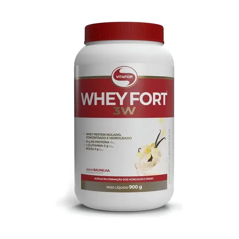 Suplemento en pó Whey Fort 3W Vitafor 900g Proteínas Sabor Cookies & Cream