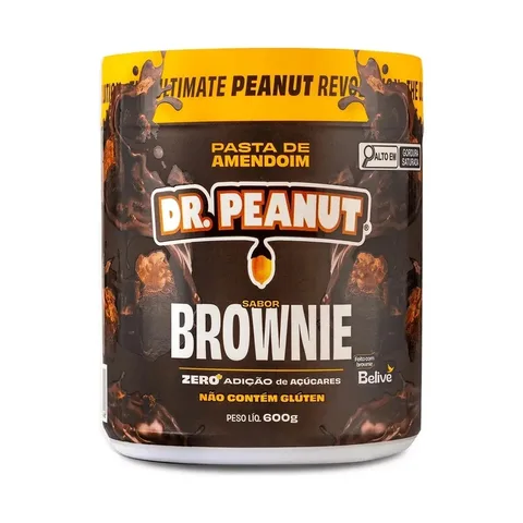 Pasta de Amendoim Com Whey Protein 600g Dr. Peanut Sabor Brownie