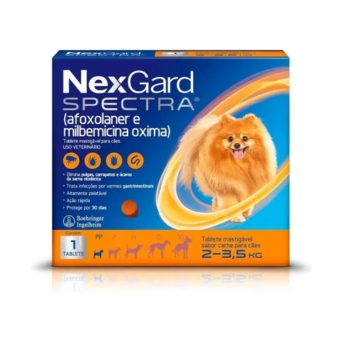 Anti Pulgas E Carrapatos Nexgard Spectra Cães 2 A 3,5 Kg 1 Tablete