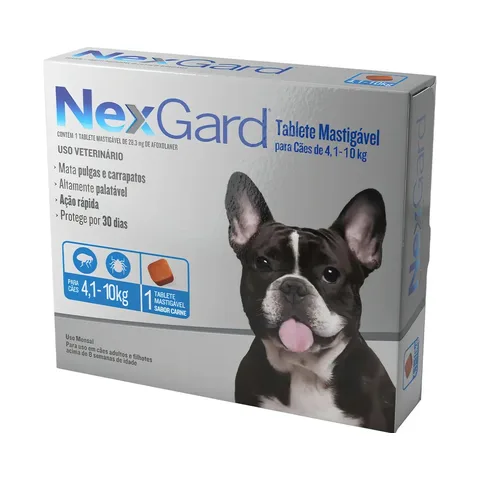 NexGard Para Cães de 4 a 10 Kg com 1 comprimido Contra Pulgas e Carrapatos