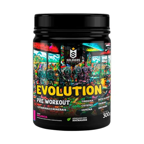 Pré-Treino Evolution Workout 300g Termogênico Sabor Melancia Soldiers Nutrition Energia Foco Treino
