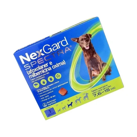 Nexgard Spectra 7.5 A 15 Kg Cachorro 1 Tablete Verde-escuro