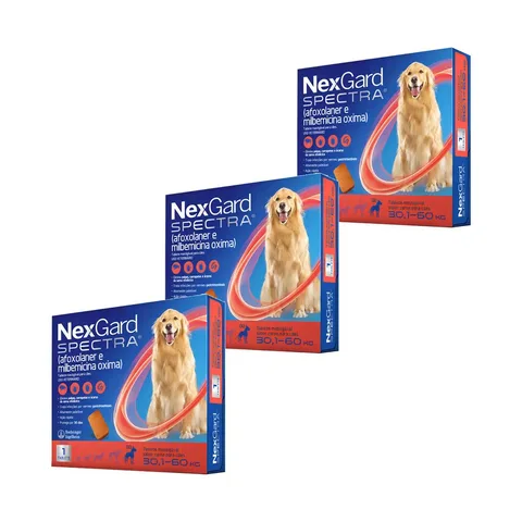 3 Nexgard Spectra 30,1 A 60kg Pulga Carrapato Sarna Vermes