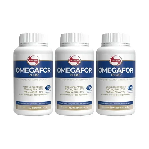 Ômega 3 Vitafor Omegafor Plus Kit de 3 Potes Com 360 Cápsulas Certificação IFOS