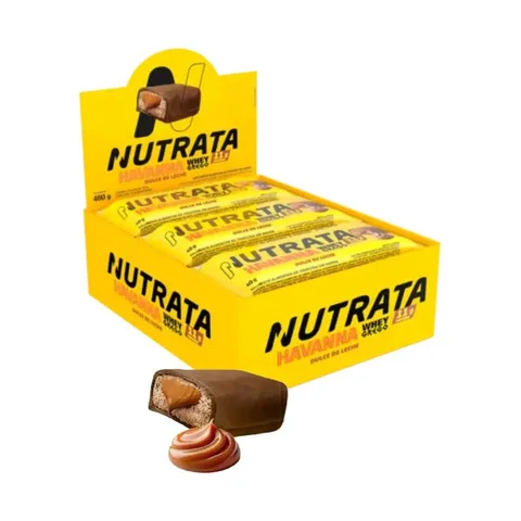 Suplemento Whey Grego Bar 12 Uni(480g) Nutrata Sabor Doce De Leite Havanna