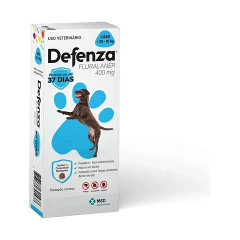 Defenza Antipulgas E Carrapatos Msd Cães 20 A 40 Kg Cor Azul