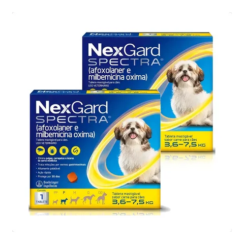 NexGard Spectra 2 Comprimidos Para Cachorros 3,6 A 7,5kg Carrapatos Pulgas