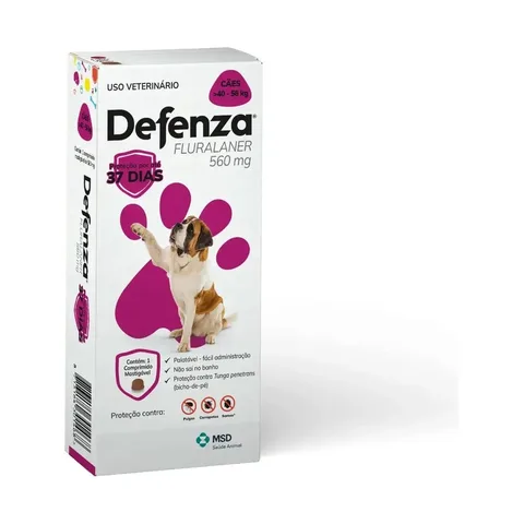 Antipulgas e Carrapatos Defenza 560mg para Cães 40 a 56kg Comprimido Mastigável 1 unidade
