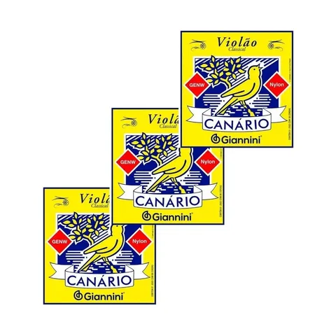 Encordoamento Violão Náilon Giannini GENW Canário Médio Kit 3