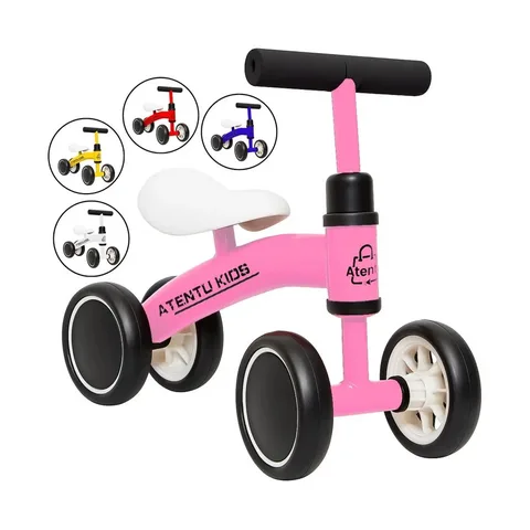 Bicicleta Infantil De Equilíbrio Sem Pedal Andador 4 Rodas Cor Rosa
