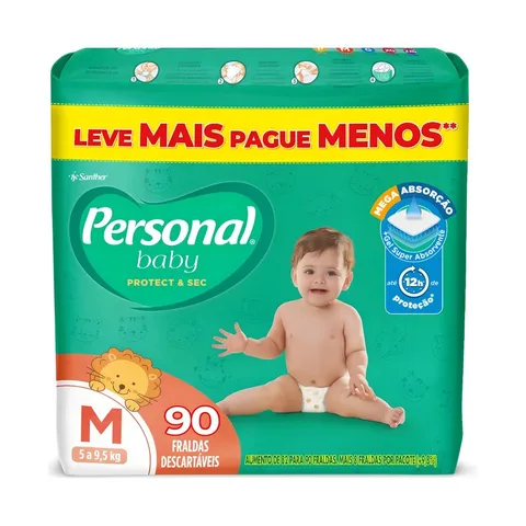 Fralda Protect & Sec 90 Unidades Tamanho Médio Personal Baby
