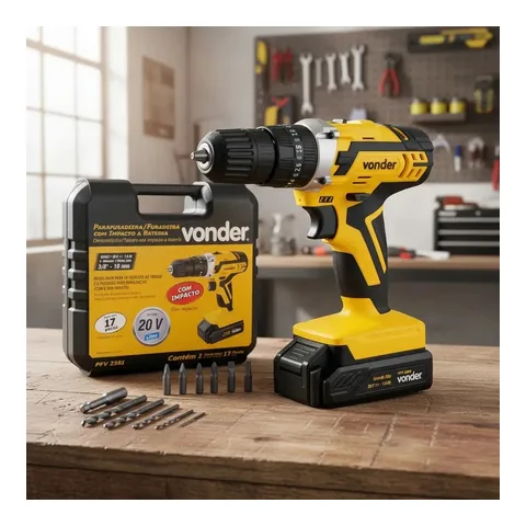 Furadeira Parafusadeira de Impacto Bateria - Pfv238i Vonder