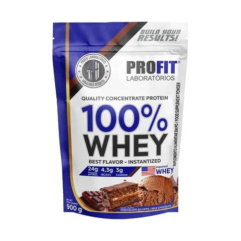 100% Whey - Concentrado Refil 900g -profit Sabor Chocolate