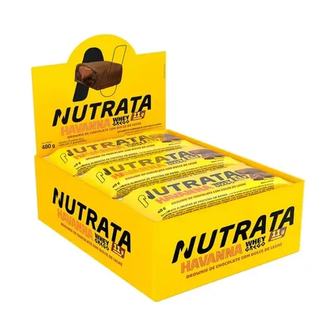 Barra Whey Grego 40g Display com 12 unidades Brownie com Dulce de Leche Havanna Nutrata