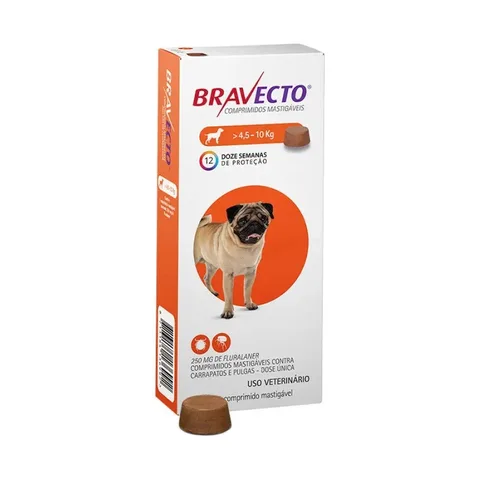 Antipulga Carrapato Bravecto 250 Mg Cães De 4,5 Kg A 10 Kg