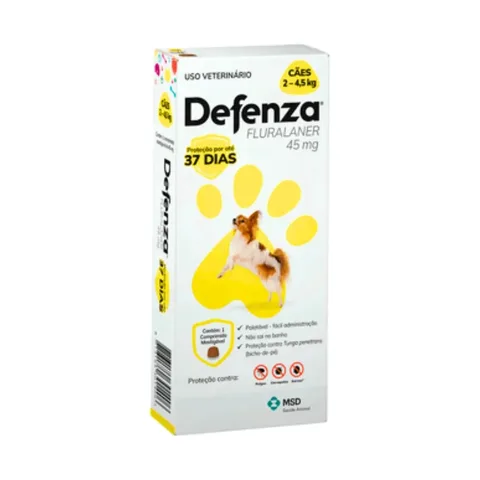 Defenza 45mg Antipulgas Carrapatos Sarna Cachorros 2 a 4,5kg Branco