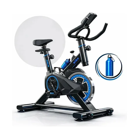 Bicicleta Ergométrica Fitness Para Cardio E Musculação Com Base Cor Preto E Azul 6kg Inercia Marca Sevenfit