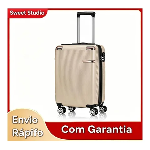Mala de Bordo Rígida Sweet Studio Dourada com Rodas 360, para Viagem