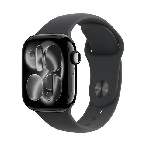 Apple Watch Series 11 GPS - Caixa preta brilhante de alumínio – 42 mm - Pulseira esportiva preta – P/M