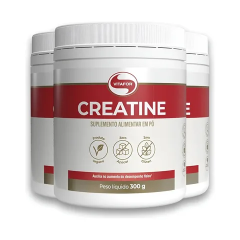 Creatina Monohidratada Vitafor Creatine Kit 3x300g Sem Sabor Vegano