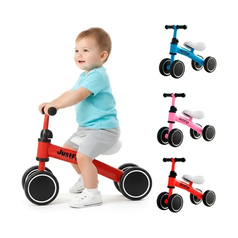 Bicicleta de Equilíbrio Infantil Justfun Azul 4 Rodas 1 a 3 Anos
