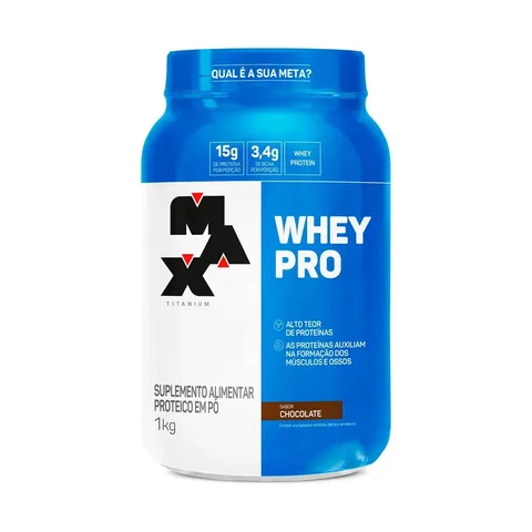 Whey Protein 1kg Whey Pro Max Titanium Sabor Chocolate BCAA e Aminoácidos