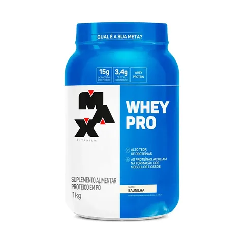Whey Protein 1kg Whey Pro Max Titanium Sabor Baunilha BCAA e Aminoácidos