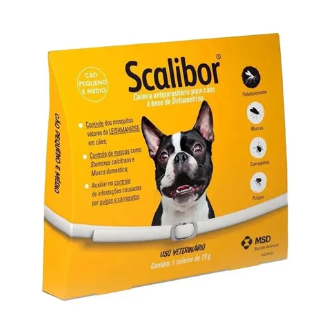 Coleira Antiparasitária Scalibor 48cm Cães Pulgas Carrapatos MSD